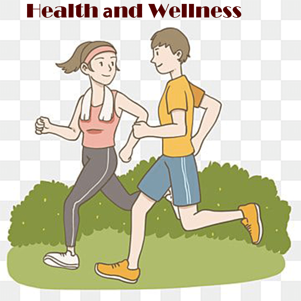 Man and woman jogging in the park focused on health and wellness